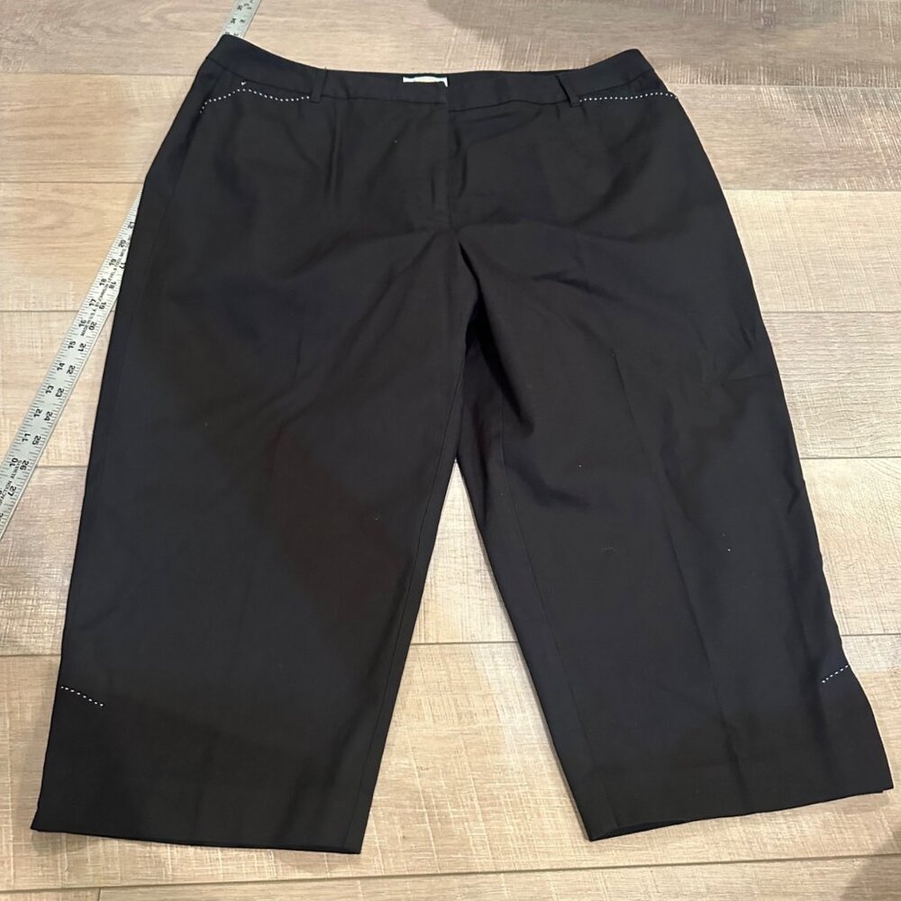 TALBOTS WOMENS 18W BLACK WIDE LEG PANTS COTTON/SPANDEX